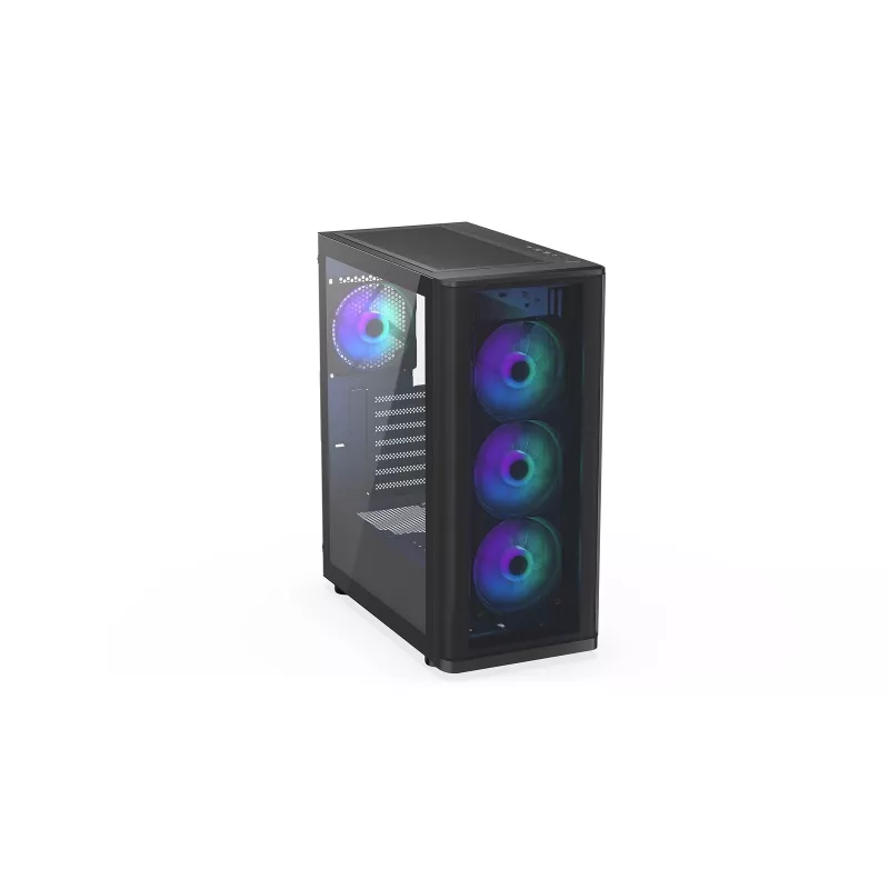 ENDORFY Ventum 400 ARGB ATX PC korpus - must, karastatud klaas, 4x Stratus 120 PWM ARGB ventilaatorit, ARGB ja PWM kontroller, USB-C