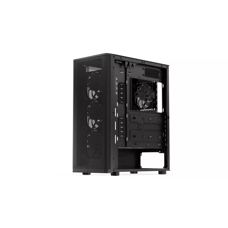ENDORFY Ventum 400 ARGB ATX PC korpus - must, karastatud klaas, 4x Stratus 120 PWM ARGB ventilaatorit, ARGB ja PWM kontroller, USB-C