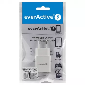 everActive SC-200 USB-A seinelaadija 2.4A 12W Valge
