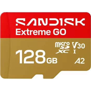 SanDisk Extreme Go microSDXC 128 GB, UHS-I U3 V30 A2, lugemiskiirus 240 MB/s, kirjutamiskiirus 120 MB/s, SDSQXGN-128G-GN6MN