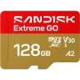 SanDisk Extreme Go microSDXC 128 GB, UHS-I U3 V30 A2, lugemiskiirus 240 MB/s, kirjutamiskiirus 120 MB/s, SDSQXGN-128G-GN6MN