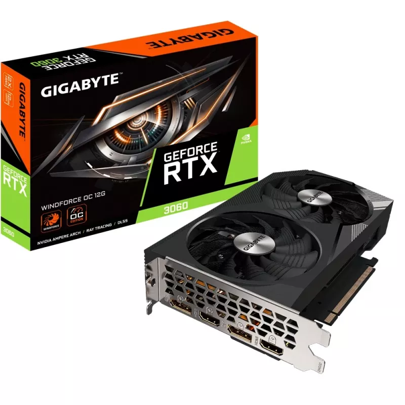 Gigabyte GeForce RTX 3060 WINDFORCE OC 12G (rev. 2.0) NVIDIA 12 GB GDDR6 Graafikakaart GV-N3060WF2OC-12GD2.0
