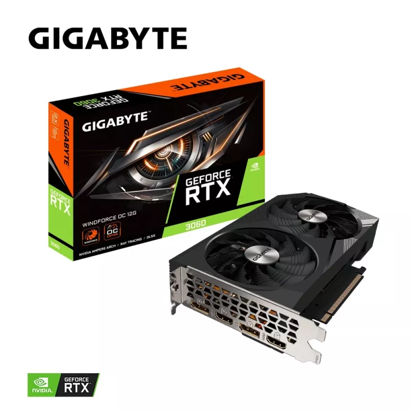 Gigabyte GeForce RTX 3060 WINDFORCE OC 12G (rev. 2.0) NVIDIA 12 GB GDDR6 Graafikakaart GV-N3060WF2OC-12GD2.0