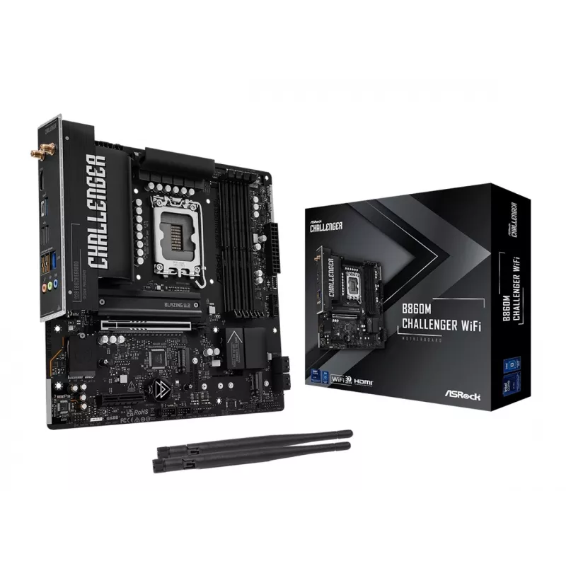 ASRock B860M Challenger WiFi LGA1851 mATX DDR5 emaplaat (90-MXBUP0-A0UAYZ)