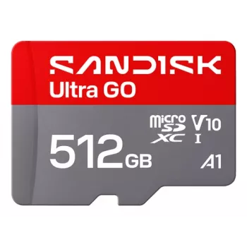SanDisk Ultra GO microSDXC 512GB UHS-I U1 V10 A1 — kuni 190 MB/s lugemiskiirus, SD-adapteriga, SDSQUGN-512G-GN6MN