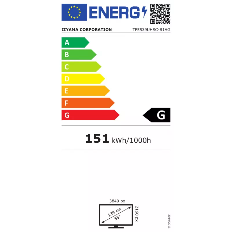 Iiyama ProLite TF5539UHSC-B1AG 55 tolli 4K UHD PCAP 50-puute IPS LED monitor must