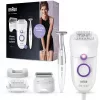 Braun Silk-épil 5 5-825 Power Epilaator, Valge/Roosa, 28 pintsettidega, MicroGrip, Juhtmega