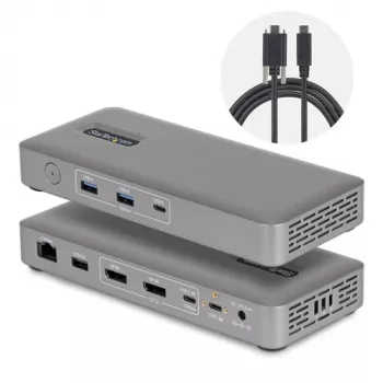 StarTech.com USB4 / Thunderbolt 4 / Thunderbolt 5 dokkimisjaam - 2x DisplayPort - 1GbE, 2.5GbE - 100W toiteedastus - 3 kuvarit - 8K