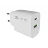NATEC Ribera seinadapter 1x USB-A + 1x USB-C 20W Valge