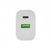 NATEC Ribera seinadapter 1x USB-A + 1x USB-C 20W Valge