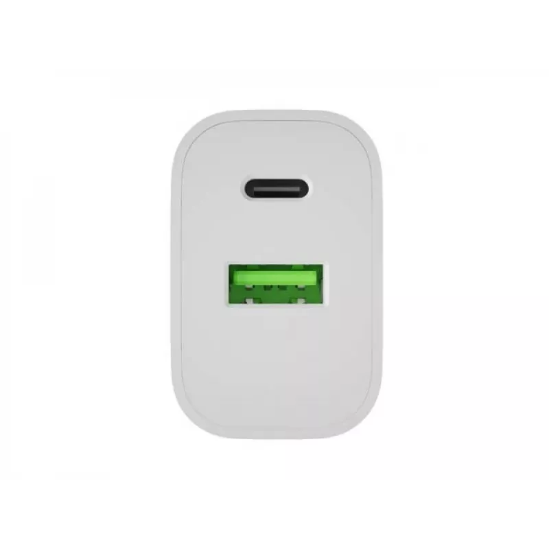 NATEC Ribera seinadapter 1x USB-A + 1x USB-C 20W Valge