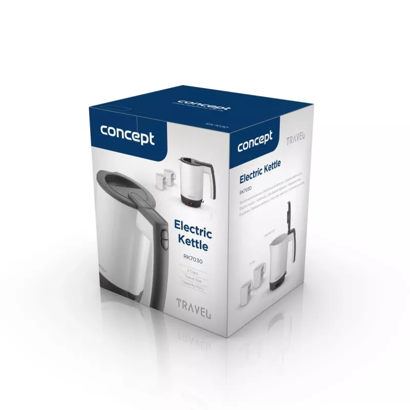 Concept RK7030 Reisiveekeetja 0,5L kahe tassiga, valge