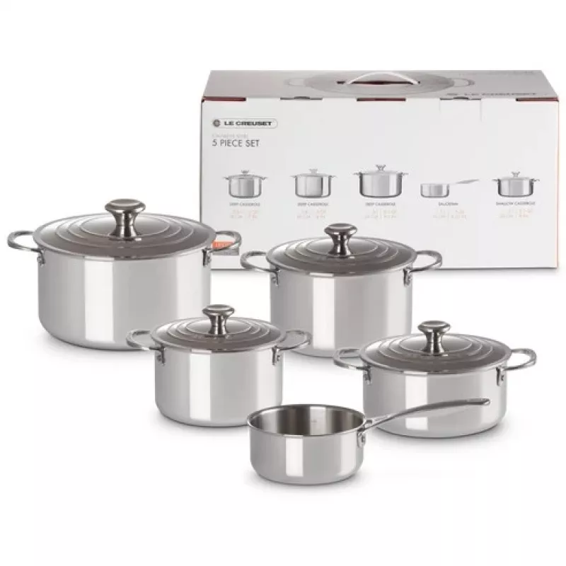 Le Creuset 5-osaline potikomplekt - 3-kihiline roostevabast terasest toiduvalmistuskomplekt
