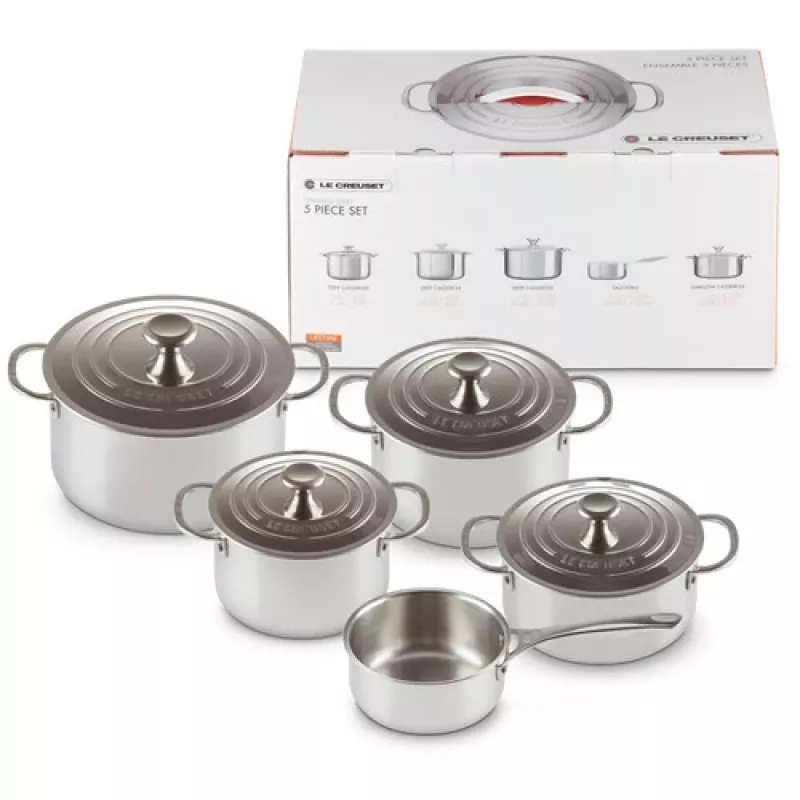 Le Creuset 5-osaline potikomplekt - 3-kihiline roostevabast terasest toiduvalmistuskomplekt