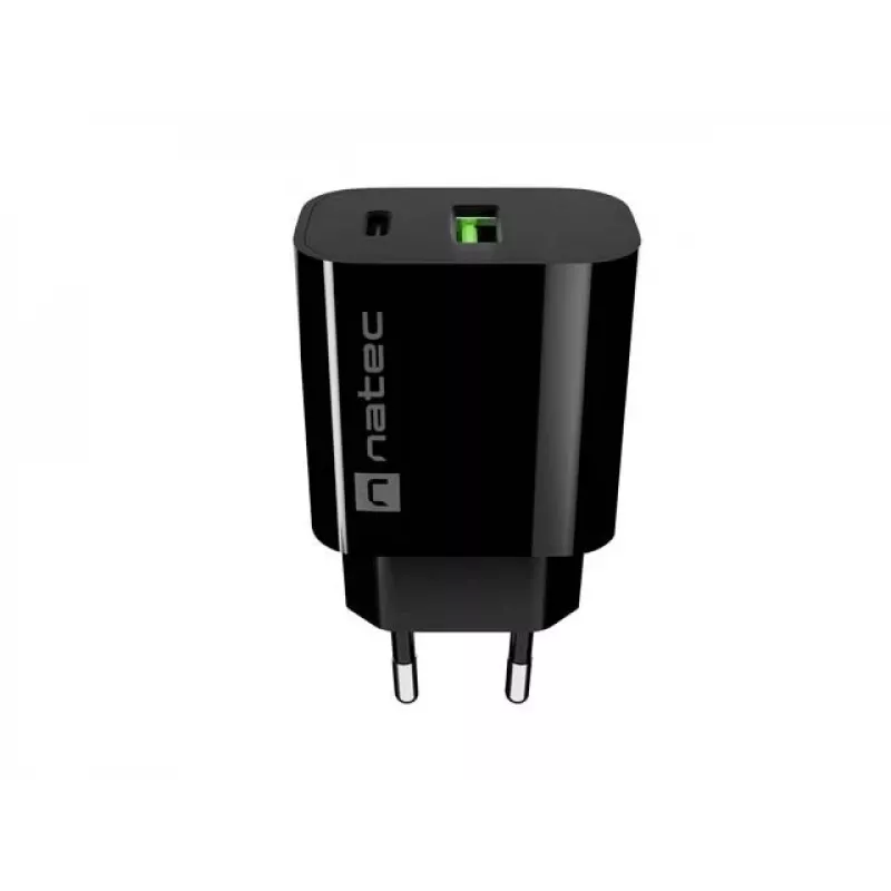 NATEC Ribera seinadapter 1x USB-A + 1x USB-C 20W must