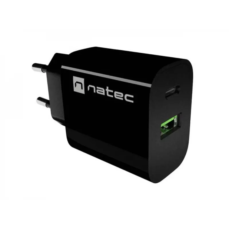 NATEC Ribera seinadapter 1x USB-A + 1x USB-C 20W must