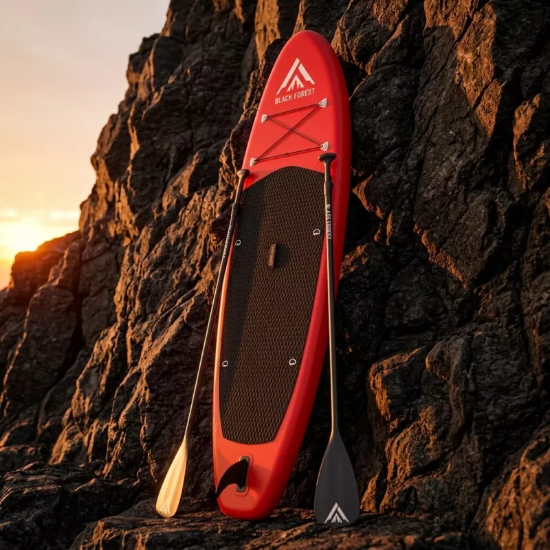 Extralink BLACK FOREST Inflatable SUP Board Red 320x81x15 cm Set with Paddle, Backpack, Pump, Leash, Fin SUP-4025
