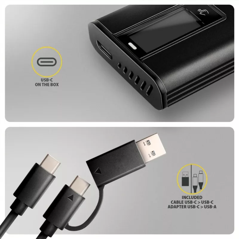 AXAGON EEM2-SD2B väline korpus 10Gbps M.2 NVMe/SATA SSD LED-ekraaniga, USB-C, must