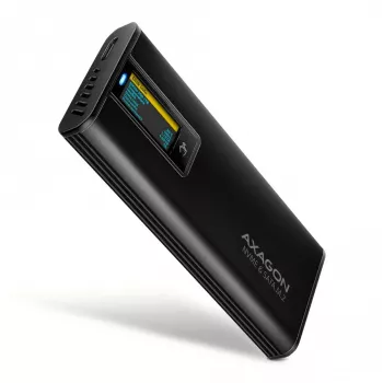 AXAGON EEM2-SD2B väline korpus 10Gbps M.2 NVMe/SATA SSD LED-ekraaniga, USB-C, must