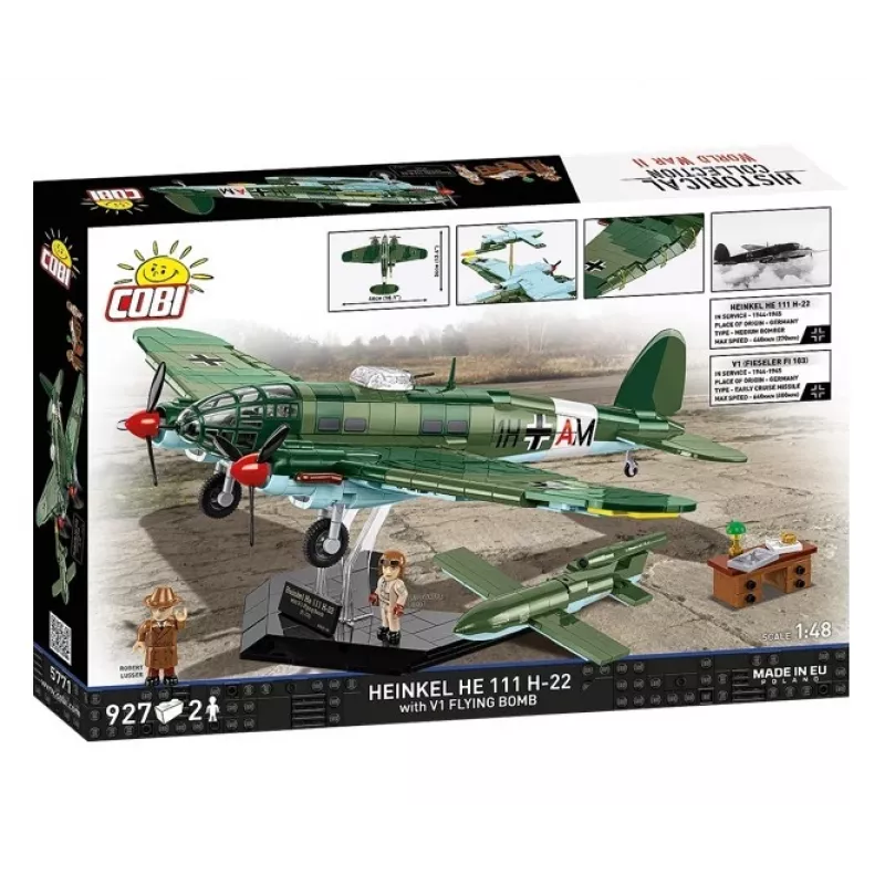 COBI Heinkel HE 111 H-22 koos V1 lendava pommiga ehitusklotside komplekt, 927 tükki