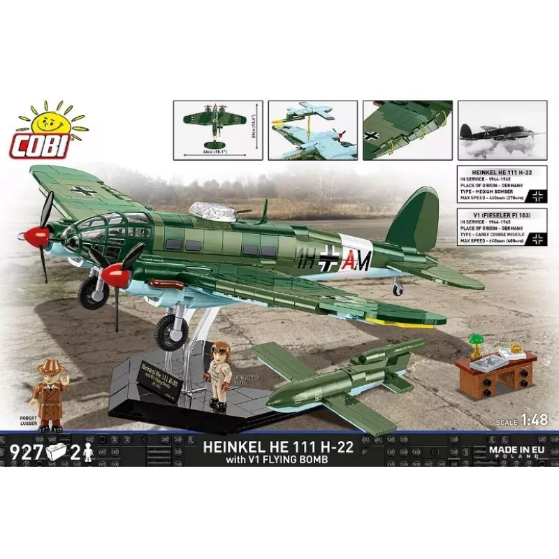 COBI Heinkel HE 111 H-22 koos V1 lendava pommiga ehitusklotside komplekt, 927 tükki