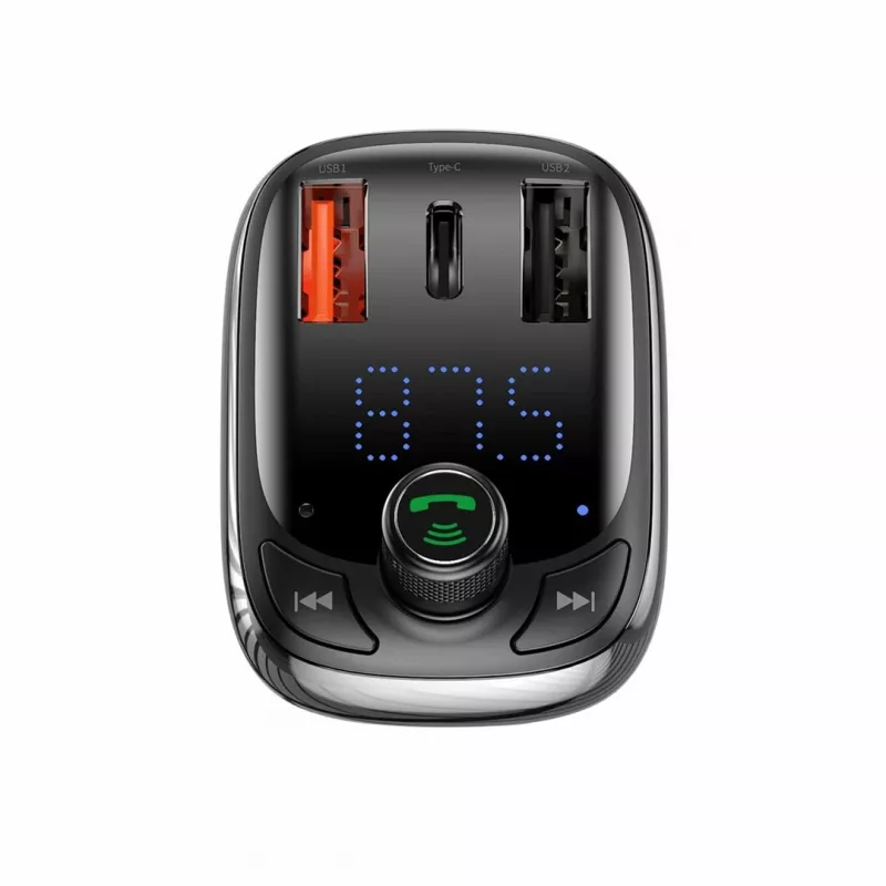 Baseus S-13 Bluetooth FM Transmitter Car Charger QC 3.0/4.0 PD, käed-vabad kõned, LED-ekraan, must