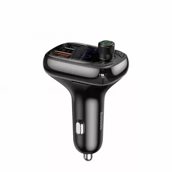 Baseus S-13 Bluetooth FM Transmitter Car Charger QC 3.0/4.0 PD, käed-vabad kõned, LED-ekraan, must