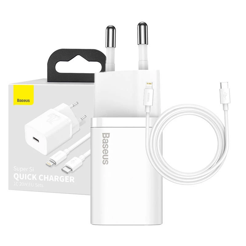 Baseus Super Si Quick Charger 20W USB-C kaabliga (valge)