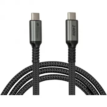GoodConnections USB-C 2.0 (ST-ST) 3m ühenduskaabel tekstiilist ümbrisega 240W antratsiit