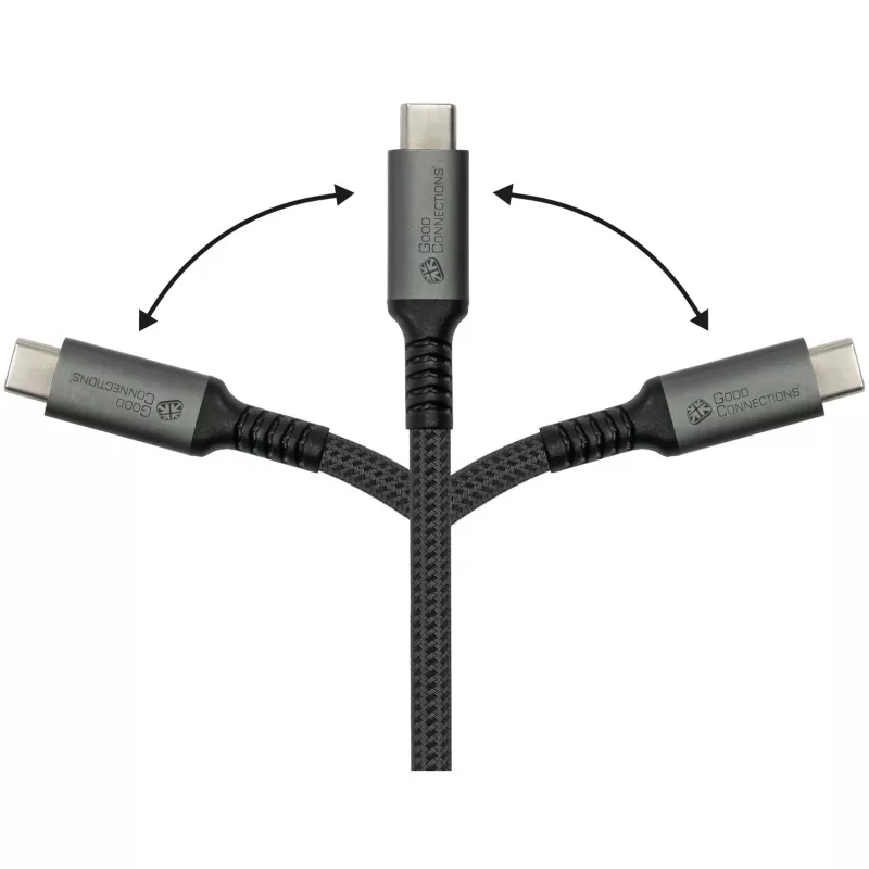 GoodConnections USB-C 2.0 (ST-ST) 3m ühenduskaabel tekstiilist ümbrisega 240W antratsiit
