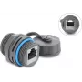 Delock RJ45 emane RJ45 emane kaabliühendaja Cat.6A M23.5 x 1,5 mm keermega ja kaitsekorgiga IP68 tolmukindel ja veekindel hall (87157)