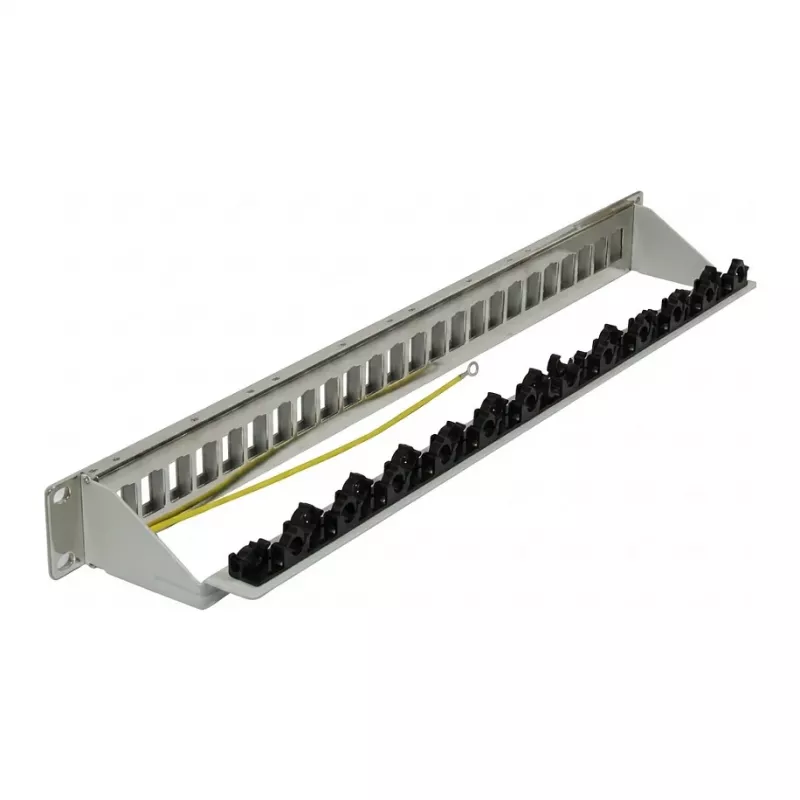 Synergy 21 Keystone Patch Panel 24-Port 1U Light Grey V4 with Cable Clamp