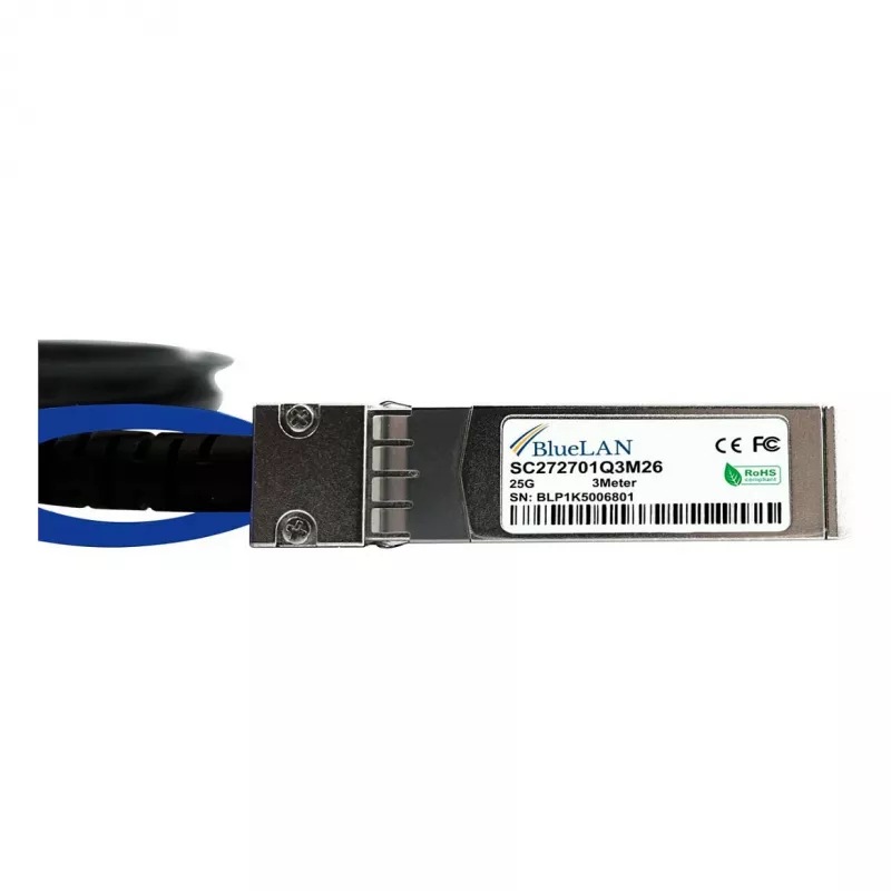 BlueOptics BlueLAN ühilduv HPE Aruba JL488A 25GBASE-CR passiivne SFP28 otseühenduskaabel, 3 meetrit, AWG26
