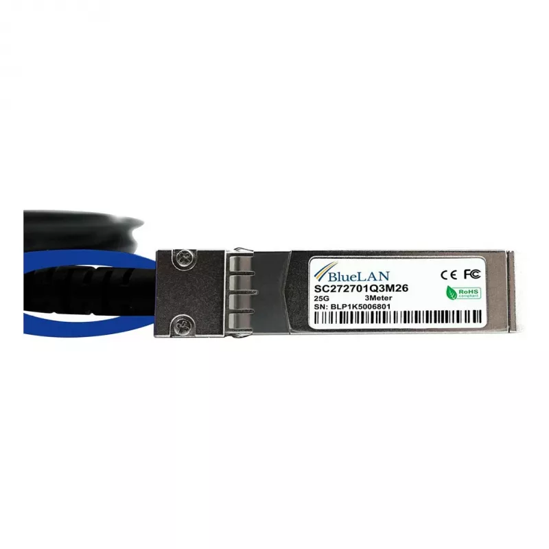 BlueOptics Networks 10521 Ühilduv BlueLAN 25GBASE-CR Passiivne SFP28-SFP28 Otsesiiniühenduskaabel, 3 Meetrit, AWG26