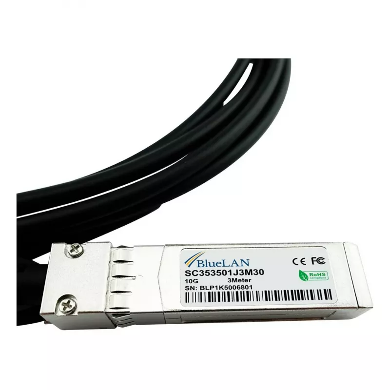 BlueOptics ühilduv Extreme Networks 10305 BlueLAN 10GBASE-CR passiivne SFP+ kuni SFP+ otsesiiniühenduskaabel, 3m, AWG30 (10305-BL)
