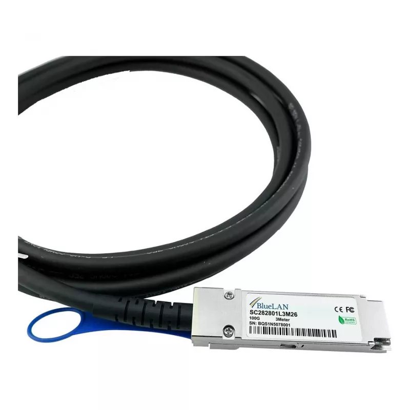 BlueLAN 10411-BL Ühilduv Extreme Networks QSFP28 otsesiiniühenduse kaabel, 100GBASE-CR4, InfiniBand EDR, 30AWG, 1 meeter