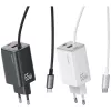 USAMS JC Series CC266 65W GaN Fast Charger 2xUSB-C 1xUSB-A with Built-in USB-C Cable 1.5m White