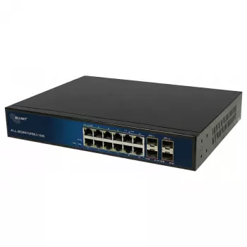 ALLNET ALL-SG8616PMJ-10G Layer 2+ hallatav lüliti, 16 porti (12x GbE, 4x SFP+), PoE eelarve 130W, 8x PoE+, riiulipaigaldus
