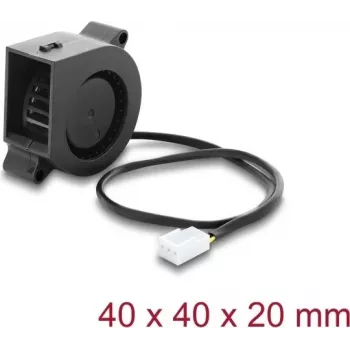 Delock Radial Blower Fan 12 V DC 40 x 40 x 20 mm with 3-Pin Fan Connector, Black (67489)
