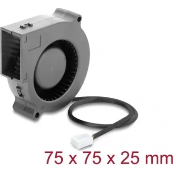Delock Radiaalventilaator / Puhurventilaator 12 V DC 75 x 75 x 25 mm 3-pin pistikuga, must (67494)
