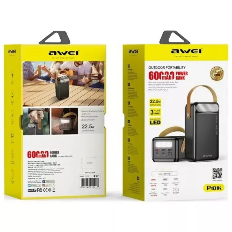 AWEI PowerBank P101K 60000mAh 22.5W Must