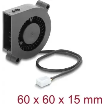 Delock Radiaalventilaator / Puhurventilaator 12 V DC 60 x 60 x 15 mm 3-pin pistikuga, must (67491)