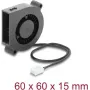 Delock Radiaalventilaator / Puhurventilaator 12 V DC 60 x 60 x 15 mm 3-pin pistikuga, must (67491)
