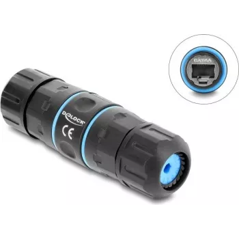 Delock RJ45 emane RJ45 emane kaabliühendaja Cat.6A M20 x 1,5 mm keermega, lühike disain, IP68 tolmukindel ja veekindel (90658)