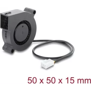 Delock Radiaalventilaator / Puhurventilaator 12 V DC 50 x 50 x 15 mm 3-pin pistikuga, must (67490)