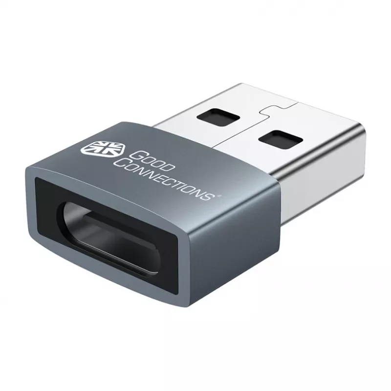 Good Connections USB 2.0 Adapter USB-A Male to USB-C Female Aluminium Housing Grey 2-Pack