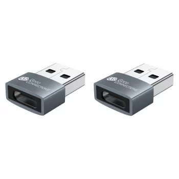 Good Connections USB 2.0 Adapter USB-A Male to USB-C Female Aluminium Housing Grey 2-Pack