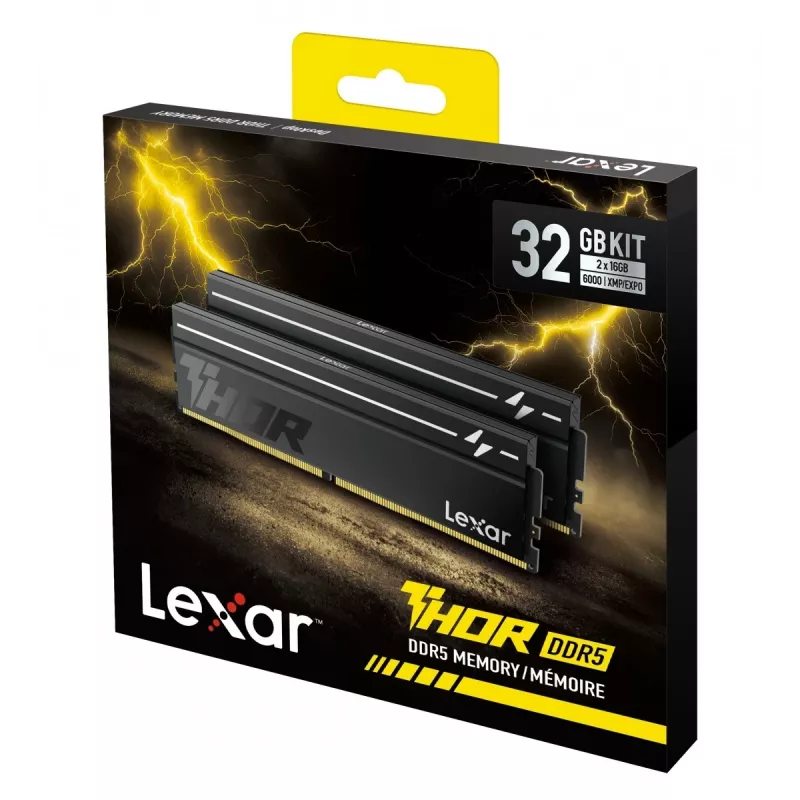 Lexar THOR 2nd Gen 32GB (2x16GB) DDR5 6000MHz CL38 RGB Desktop Memory Black