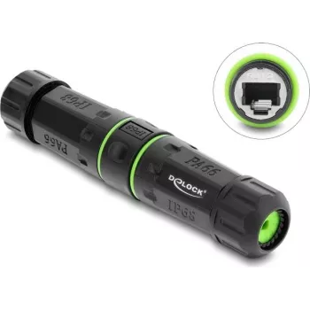 Delock Kaabliühendaja RJ12 Emane RJ12 Emane M20 x 1,5 mm Keermega IP68 Tolmu- ja Veekindel