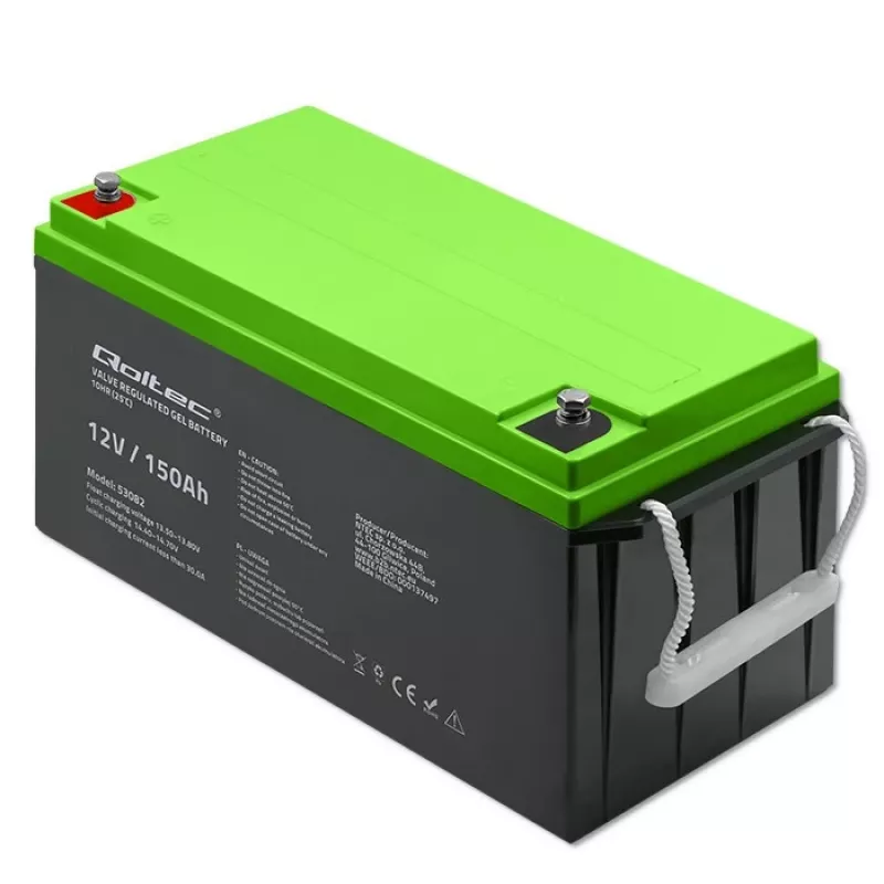 Qoltec 12V 150Ah Geelaku (GEL) - VRLA, hooldusvaba, 41,8 kg